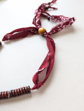 Load image into Gallery viewer, Maroon Beaded Bandana Necklace