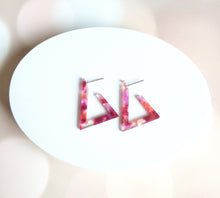 Load image into Gallery viewer, Fuschia Triangle Hoops