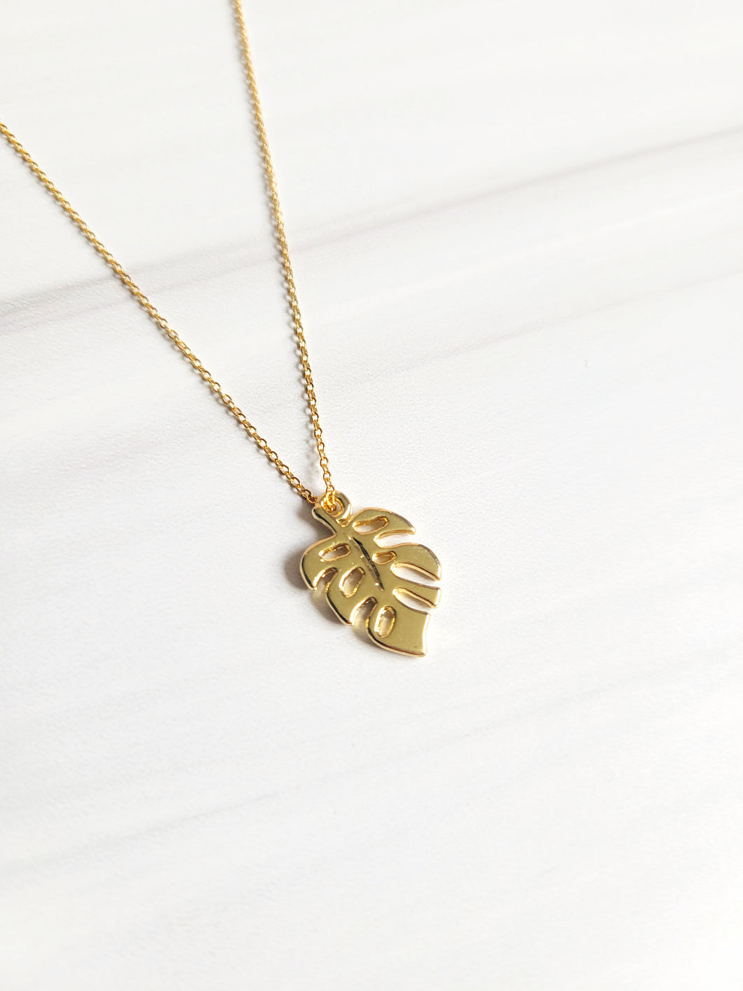 Gold Monstera Leaf Necklace