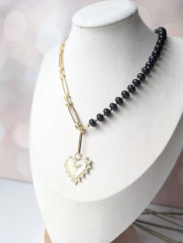 Black Golden Heartbeat Necklace