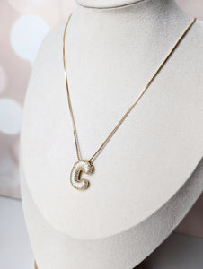 Pre Order CZ Bubble Initial Tag Necklace