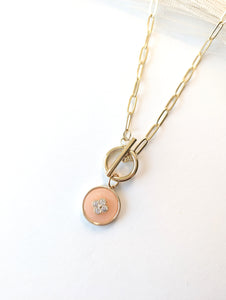 Peachy Clover Toggle Necklace