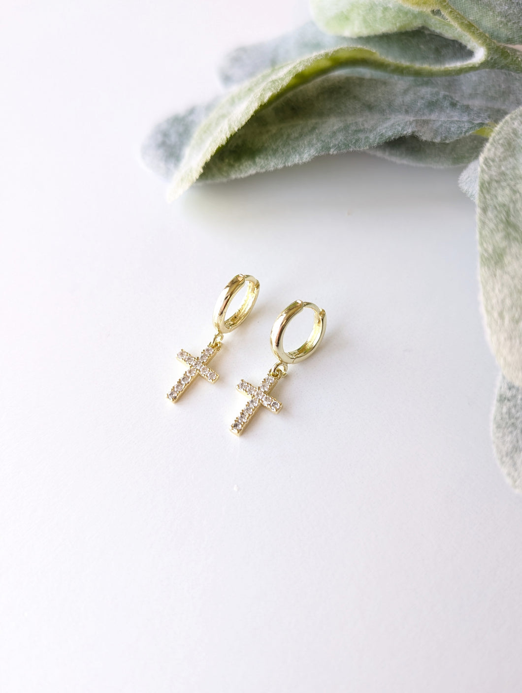 Pave Cross Huggies