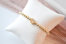 Load image into Gallery viewer, Gold Beaded Heart Bracelet