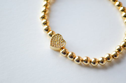 Gold Beaded Heart Bracelet