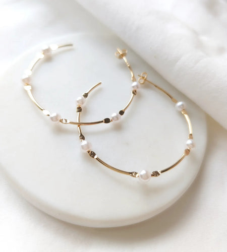 Large Pearl Hoops