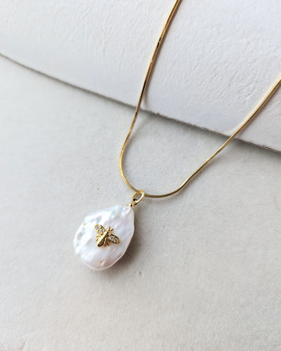 Bee Abstract Pearl Necklace