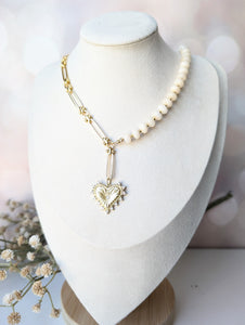 Cream Golden Heartbeat Necklace