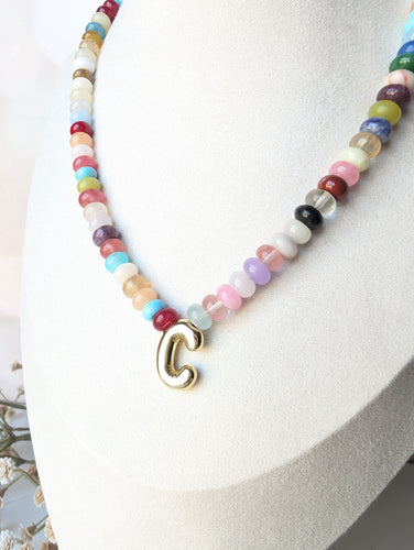 PRE ORDER Gemstone Initial Bubble Necklace