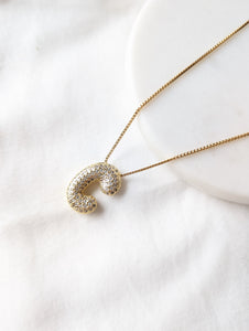 Pre Order CZ Bubble Initial Tag Necklace