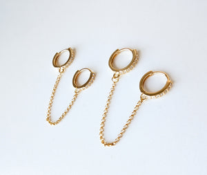 Double Huggie Chain Earring