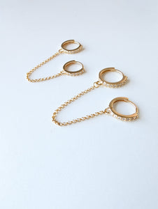 Double Huggie Chain Earring