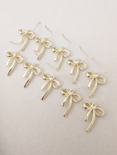 Load image into Gallery viewer, Pearl Accent Bow Dangles