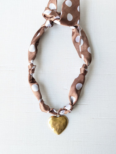 Polka Dot Heart Scarf Charm Necklace