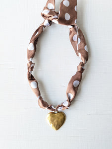 Polka Dot Heart Scarf Charm Necklace