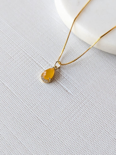 Golden Topaz Teardrop Necklace