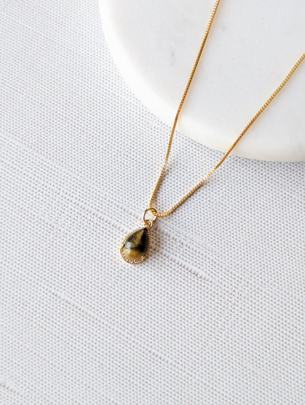 Tiger Eye Teardrop Necklace