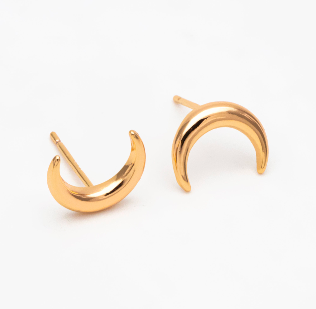 Crescent Moon Studs