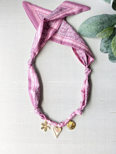 Mauve Multi Charm Scarf Necklace
