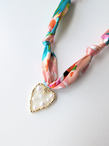 Cabo Heart Satin Scarf Necklace