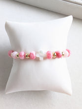 Load image into Gallery viewer, Pink Marble Cross Bracelet