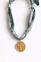Load image into Gallery viewer, Vintage Angel and Cross Scarf Necklace