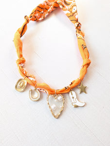 Orange Heart Gameday Charm Bandana Necklace