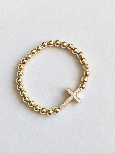 Pave Cross Beaded Bracelet