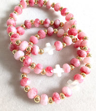 Load image into Gallery viewer, Pink Marble Cross Bracelet