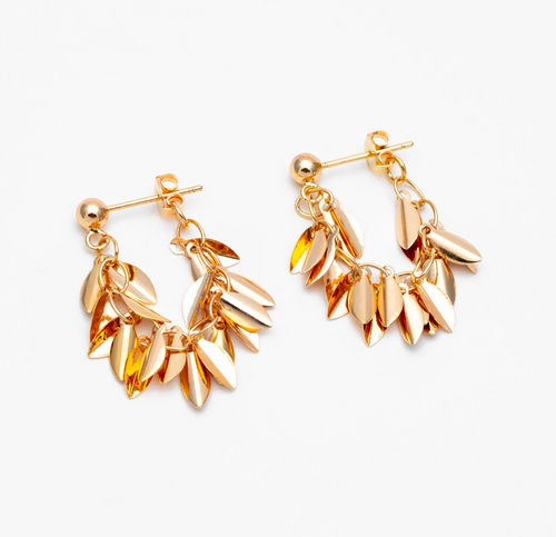 Golden Leaf Drop Earrings