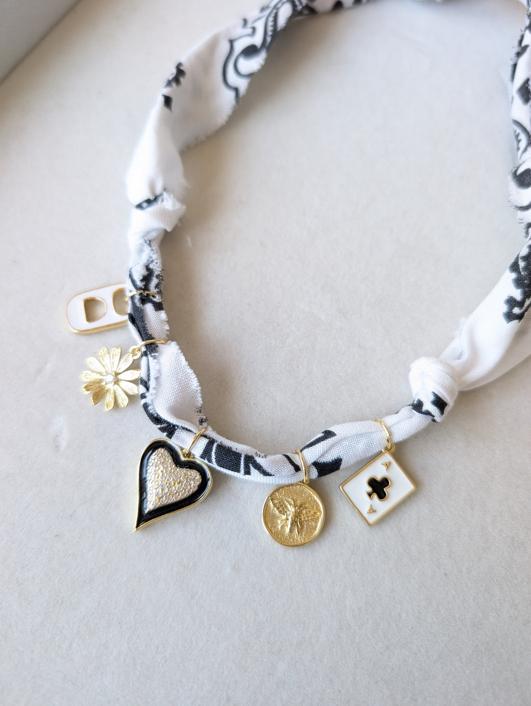 White Bandana Charm Necklace