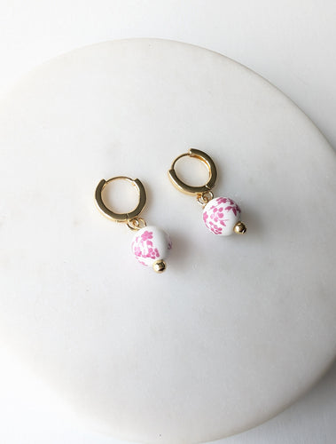 Pink Bloom Bead Huggies