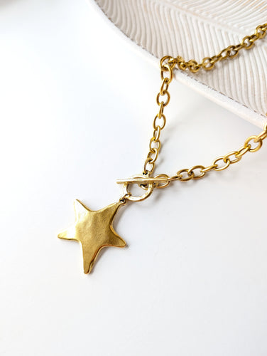 Antique Gold Toggle Star Necklace