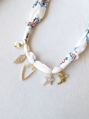 Western Cream Bandana Charm Necklace