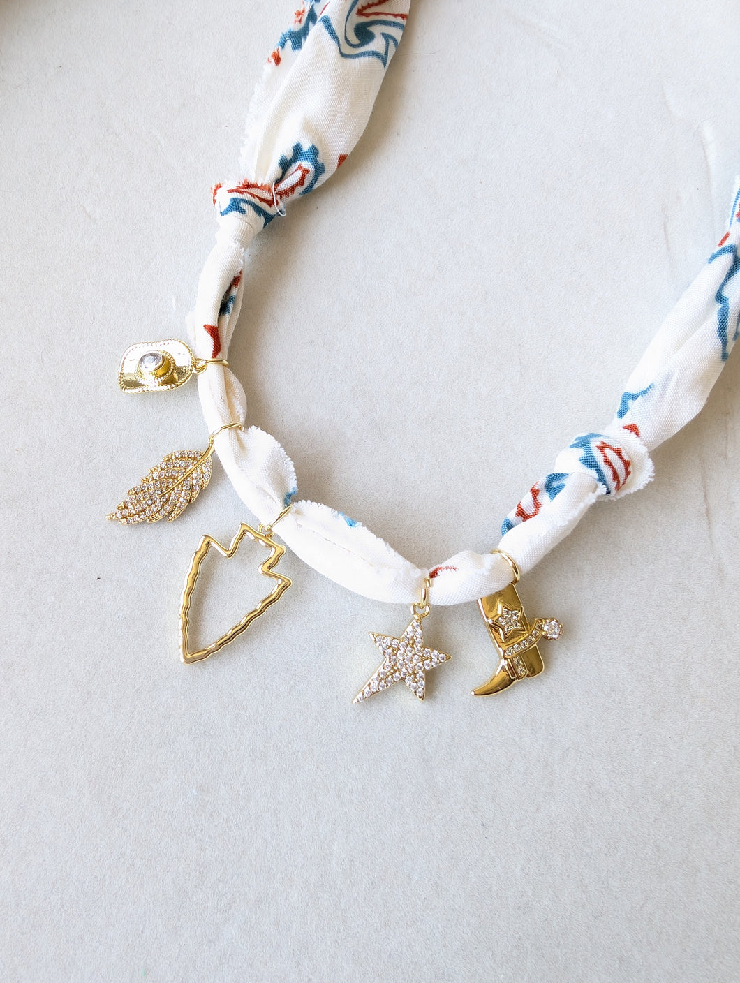 Western Cream Bandana Charm Necklace