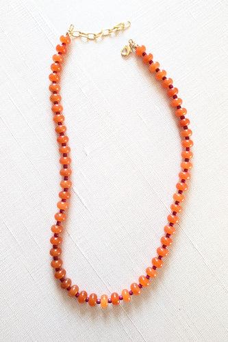 Orange Raspberry Beaded Necklace