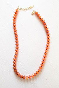 Orange Raspberry Beaded Necklace