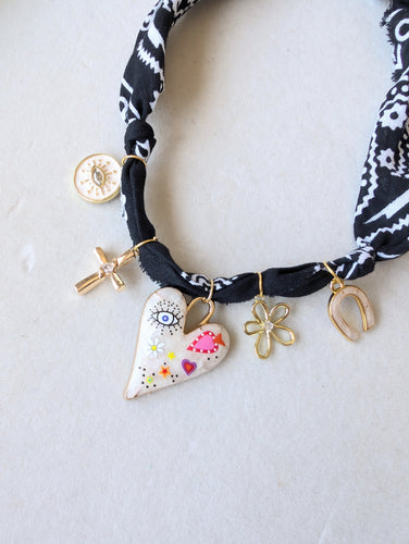 Black Bandana Charm Necklace