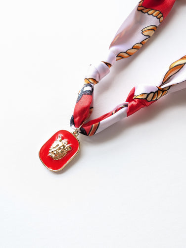 Bold Red Lion Scarf Necklace