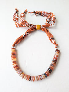 Rust Beaded Bandana Necklace