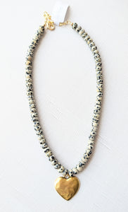 Vintage Heart Spotted Bead Necklace