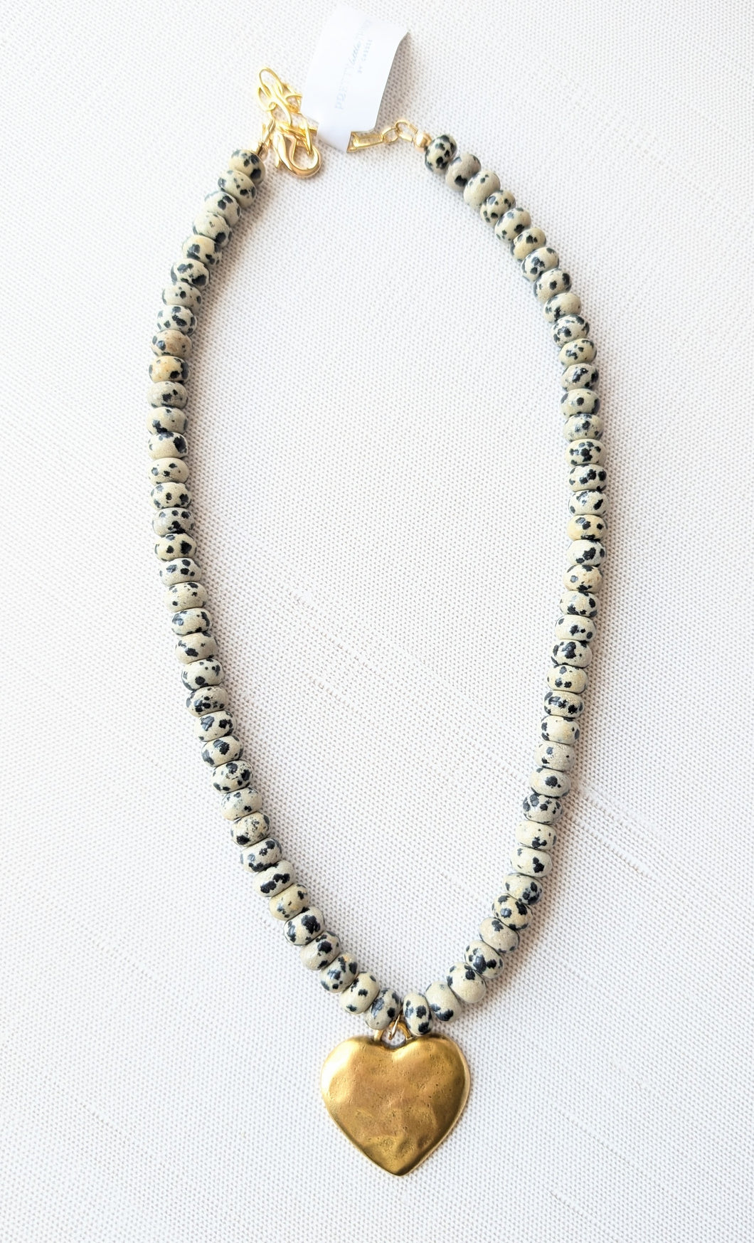 Vintage Heart Spotted Bead Necklace