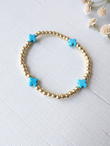 Turquoise Cross Gold Bracelet