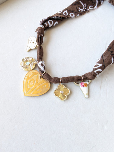 Brown Bandana Charm Necklace