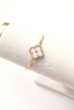 Load image into Gallery viewer, Mother of Pearl Pave Clover Bracelet