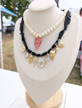Load image into Gallery viewer, Black Vintage-Inspired Charm Bandana Necklace