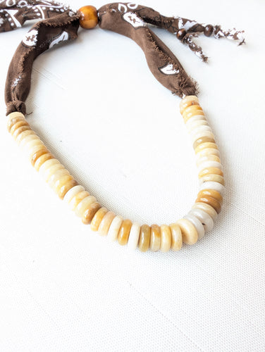 Brown Beaded Bandana Necklace