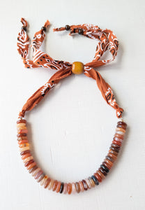 Rust Beaded Bandana Necklace