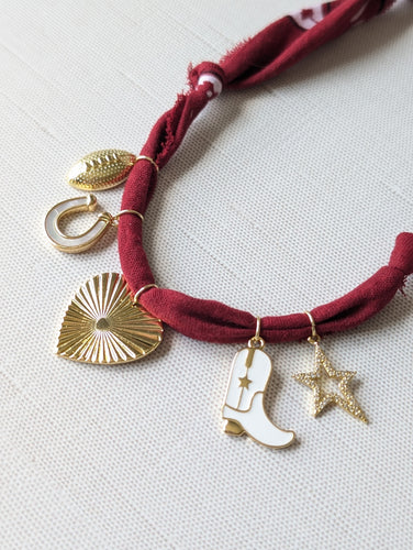 Red Gameday Charm Bandana Necklace