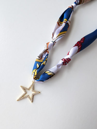 Abstract Star Satin Scarf Necklace